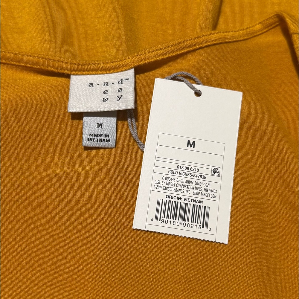 NWT A.N.D. EAWY Mustard Yellow Asymmetrical Wrap Dress Sz M Spring Summer Party - Picture 14 of 15
